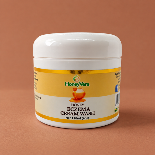 Eczema Cream Wash on a warm brown studio background
