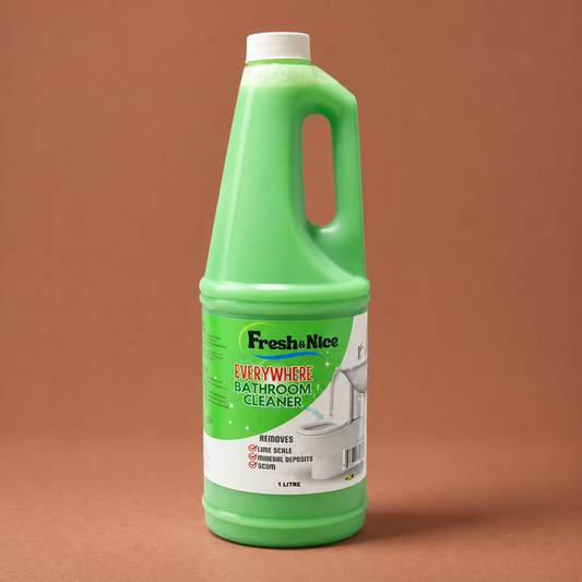 EVERYWHERE Bathroom Cleaner by Fresh&Nice on a warm brown background