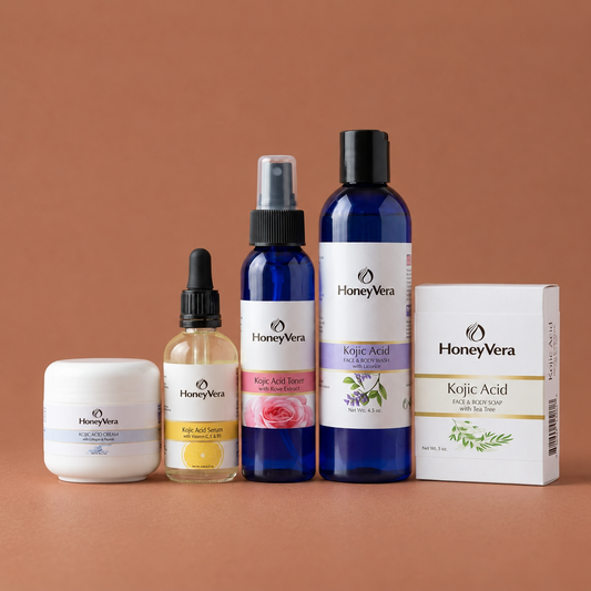 Kojic Acid Kit on a warm brown background