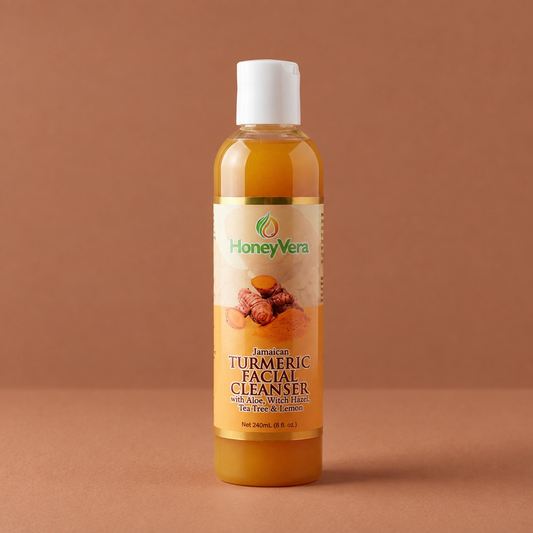 Turmeric Facial Cleanser on a warm brown background