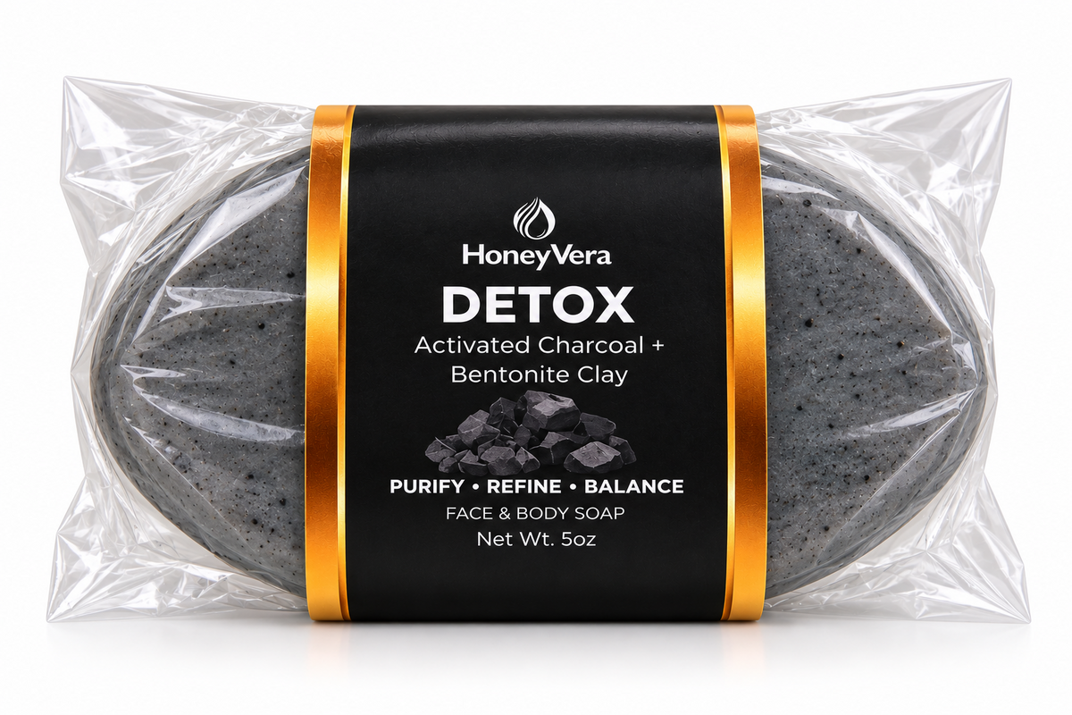 Detox Charcoal Soap Bar in packaging — 5 oz